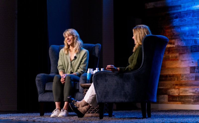 Jessica Rolph, founder of Lovevery, and Jennifer Carolan, founding and managing parter of Reach Capital, on stage for a fireside chat.